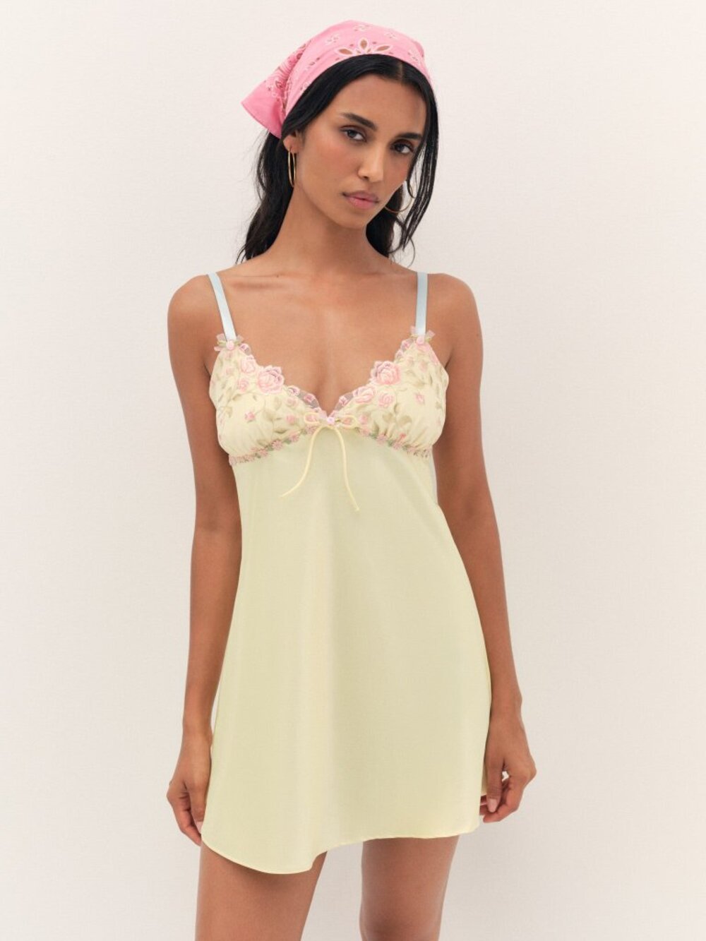 NWT For Love & Lemons Twilight Rose Slip Dress S / Pale Yellow